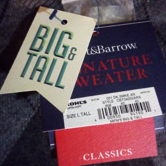 Croft & Barrow Signature Classics Pullover Argyle Sleeveless Sweater Men LT Gray - Picture 9 of 9